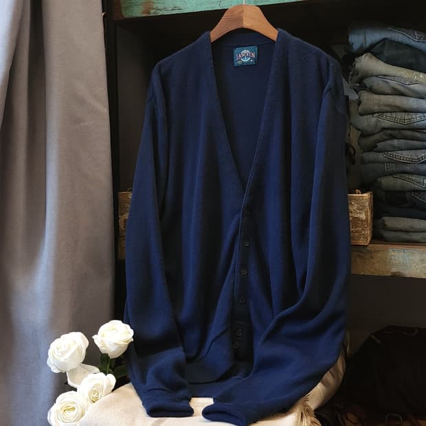 90s 아메리칸 빈티지 가디건 브이넥 가디건 버튼 클로져 네이비 M