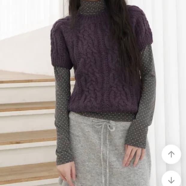 코브 울 케이블 니트 탑 퍼플 모리걸 빈티지 틸데서울 누마오치 바선생