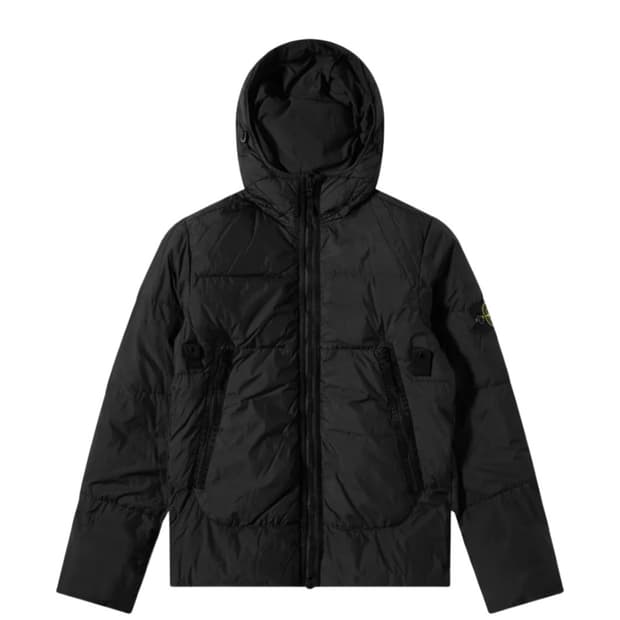 스톤 아일랜드 가먼트 다이드 크링클랩스 다운 자켓 블랙