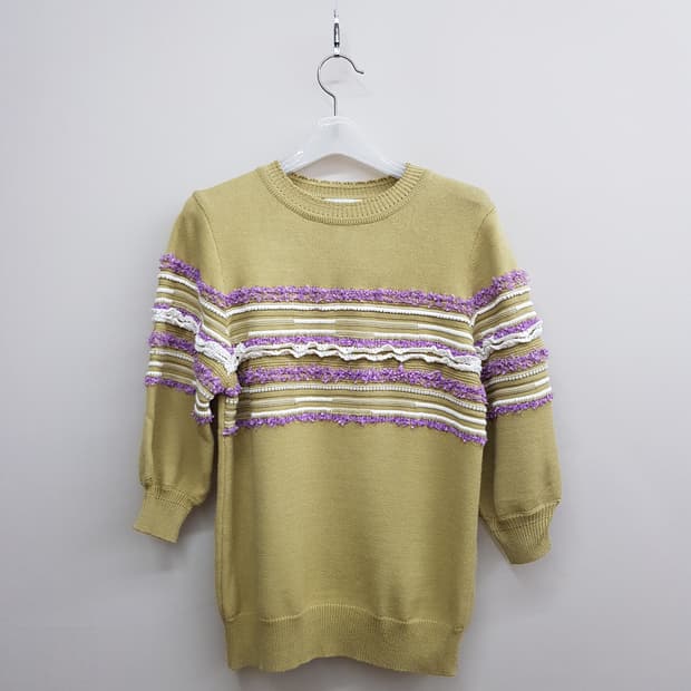 오즈세컨 2020 스트라이프 러플 니트 85사이즈