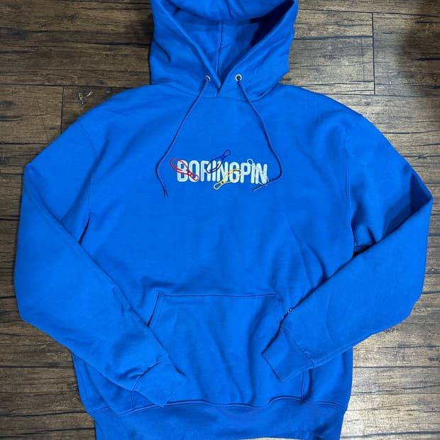 챔피온 Champion ECO 볼링핀 자수 후드티 블루 L