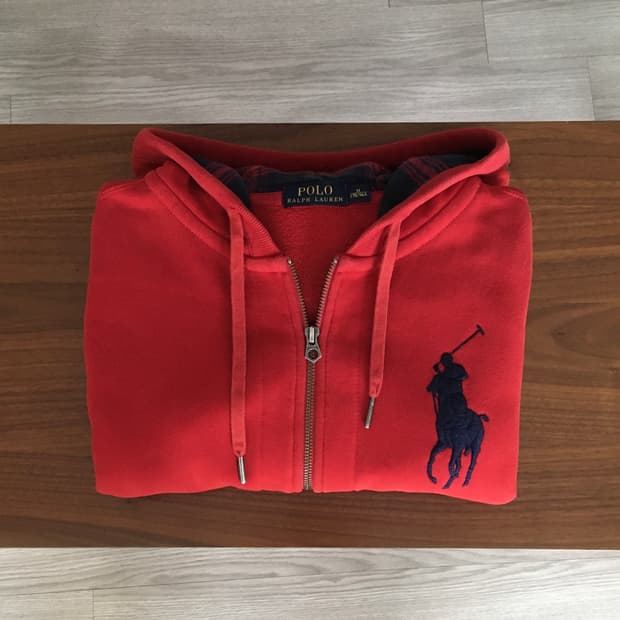 폴로 빅포니 후드집업 레드 