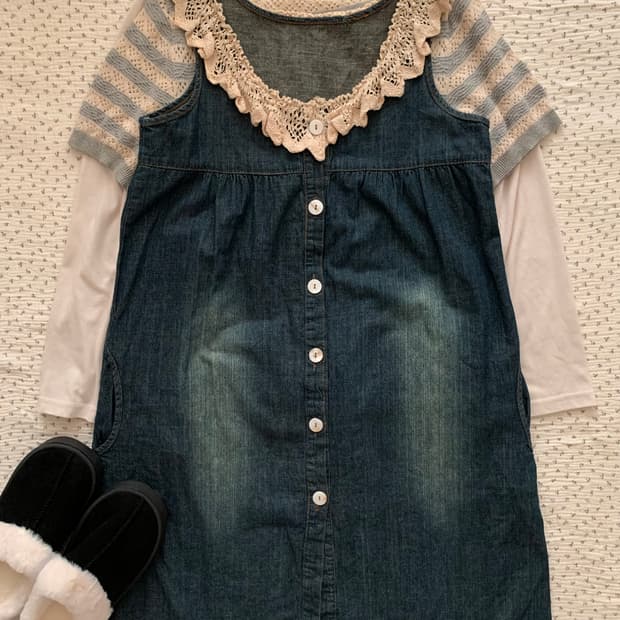 크로쉐 모리 데님 원피스