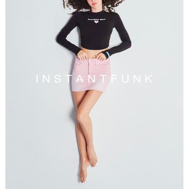 인스턴트펑크 데님 미니 스커트 핑크
