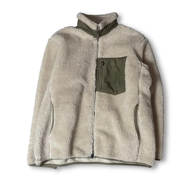 유니클로 연베이지 브라운 패치 뽀글이 플리스 자켓 XL