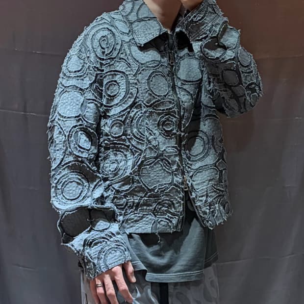 (새상품) 앤더슨벨 번아웃 다이드 집업 자켓