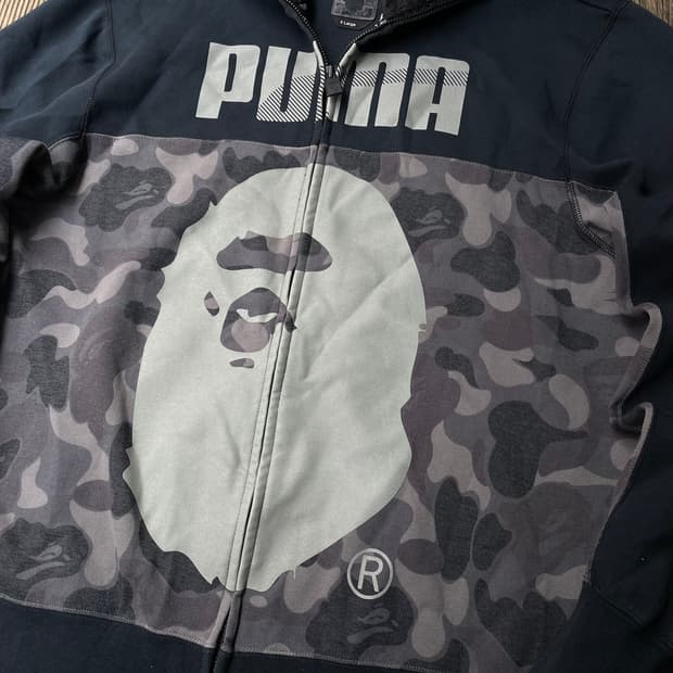 베이프 x 푸마 카모 샤크 후드집업