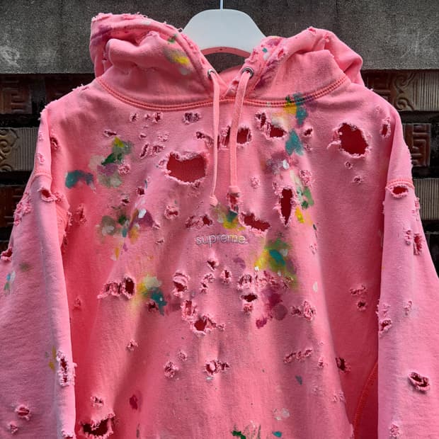 18ss 슈프림 디스트레스드 페인팅 트레쉬 후드