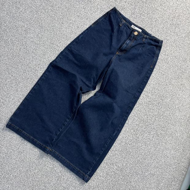 EUR40 자라 Zara 와이드 청 데님 바지 0721J1