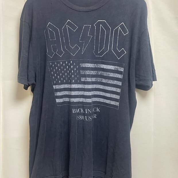 AC/DC 빈티지 반팔 티셔츠 (BACK IN BLACK 1980 US