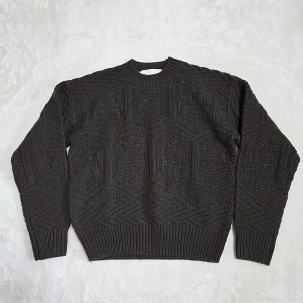 (M)여성 FAMILLE 파밀레 패턴 울 헤비 니트 카키