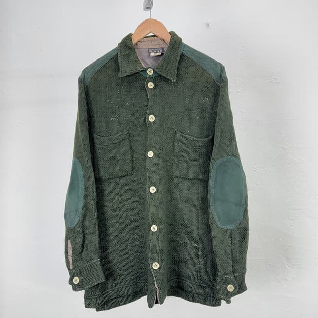 지안프랑코 페레 아미 오피스 엘보 패치 니트 카라 가디건