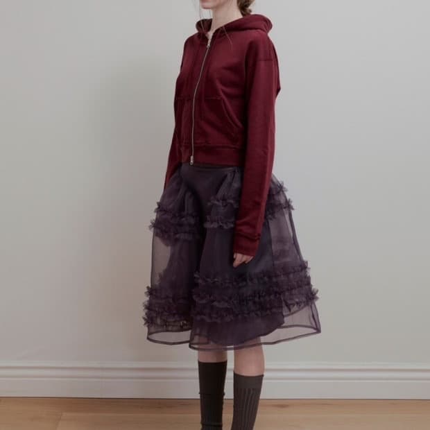 아옵트 오간자 프릴스커트 차콜 M