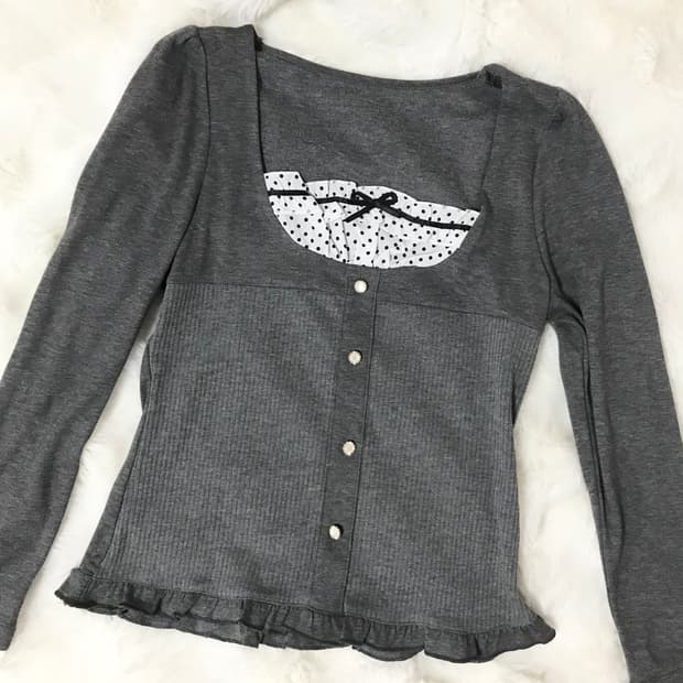 빈티지 히메갸루 러블리 리본 레이스 티셔츠