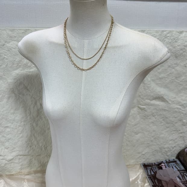 빈티지 레이어드 쿠바체인 목걸이