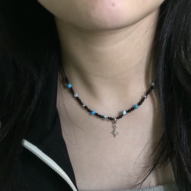 원석 비즈 끈목걸이 (강추💙)