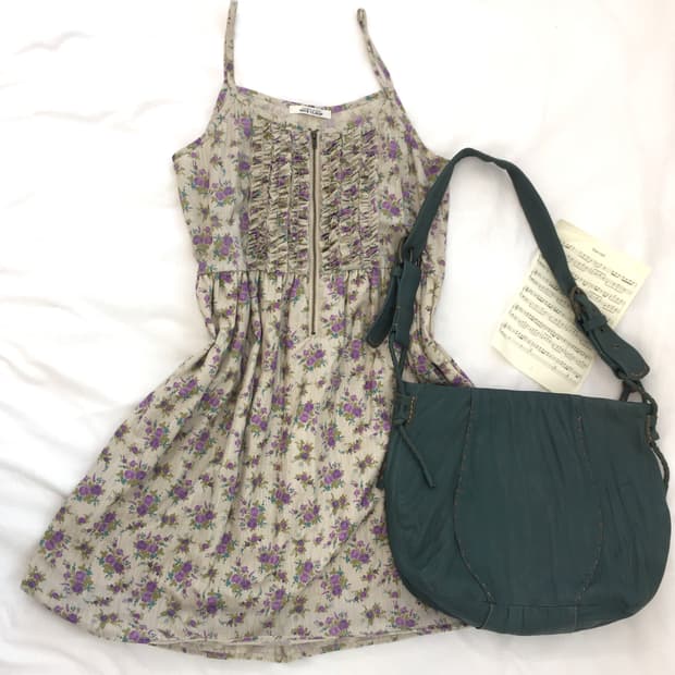 jpn vintage 베이지 잔꽃 원피스
