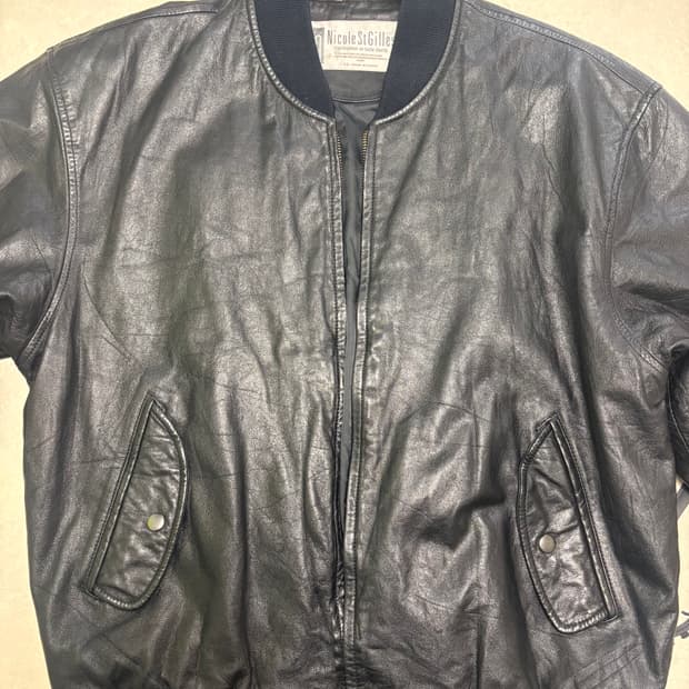 니콜생질르 Nicole St Gilles 소가죽 블랙 레더 자켓 XL