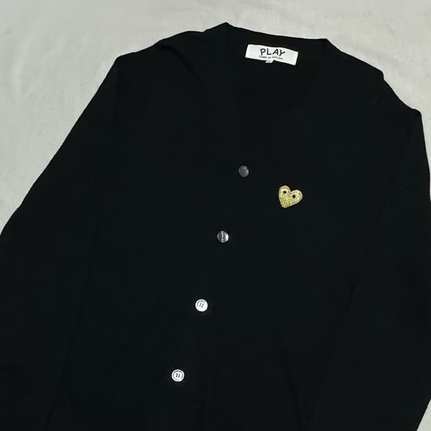 XL 꼼데가르송 골드와펜 블랙 가디건