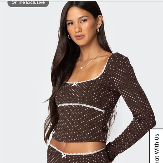 Edikted Juliana Polka Dot Ribbed Top