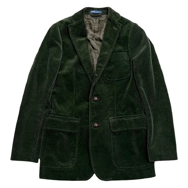 POLO 딥그린 코듀로이 엘보레더 블레이저 38R