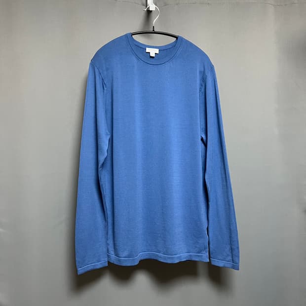 선스펠(Sunspel) 코튼 롱슬리브 니트 블루 M