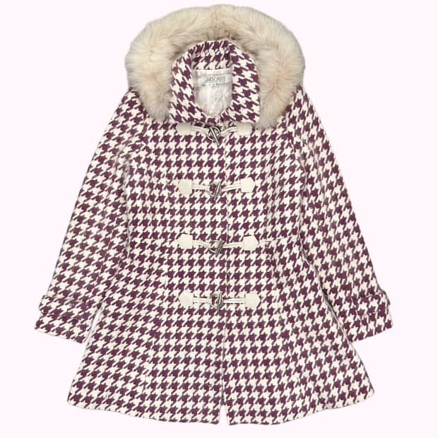 fluffy angora fur hood duffle coat