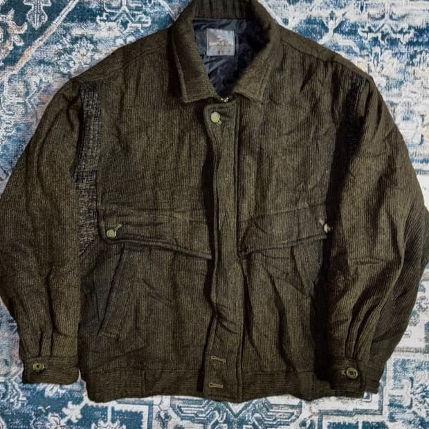 일본 빈티지 해링본 니트 봄버 자켓