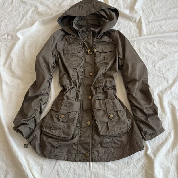 Y2k 카키브라운 셔링 야상 자켓