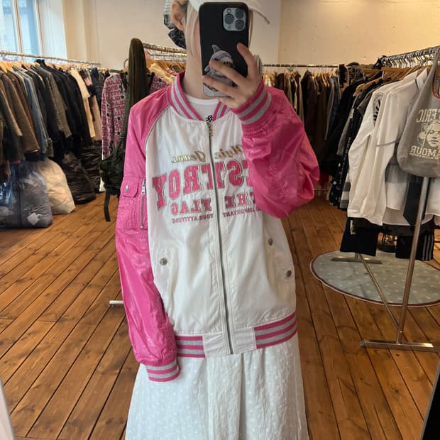 UGIZ 핑크 나일론 집업 