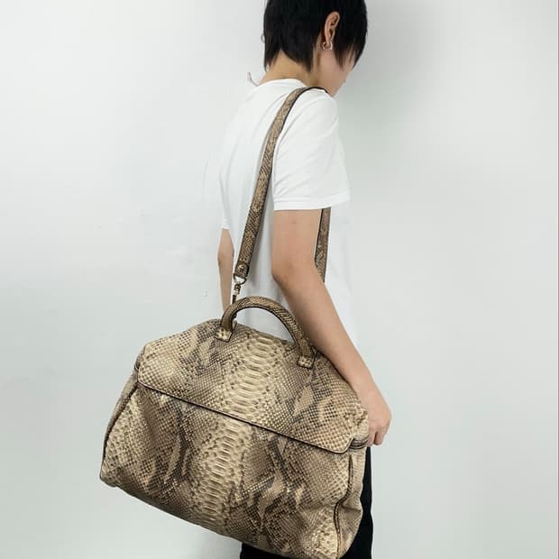 Zagliani Python Leather 2-Way Boston Bag