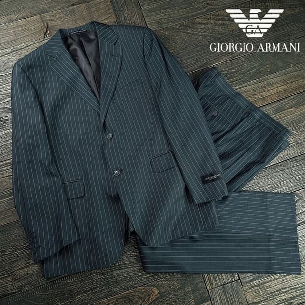 [조르지오 아르마니] 스트라이프 정장 셋업 슈트 그레이 P01502