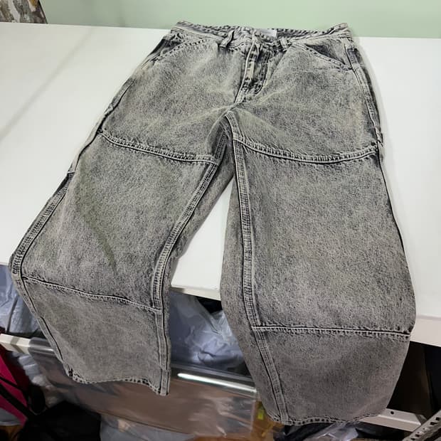 S-M 46 메종미네드 일자핏 스톤워시드 돌청 데님팬츠