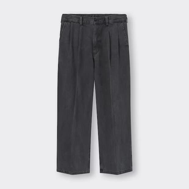 [거의 새상품, M] GU 슈퍼와이드 데님 팬츠 슬랙스 블랙