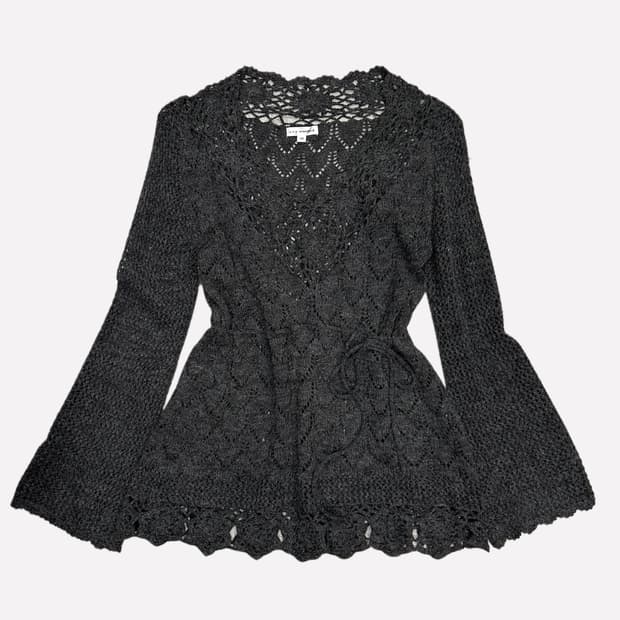 crochet charcoal string knit