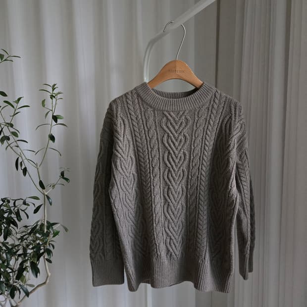 일본 빈티지 CINEMA CLUB 꽈배기 라운드 울니트