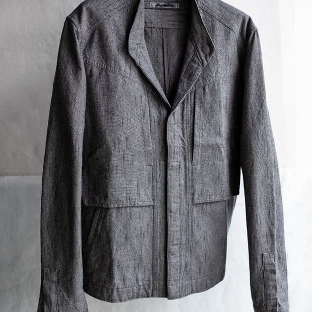 Blackmerle collarless jacket / gravel