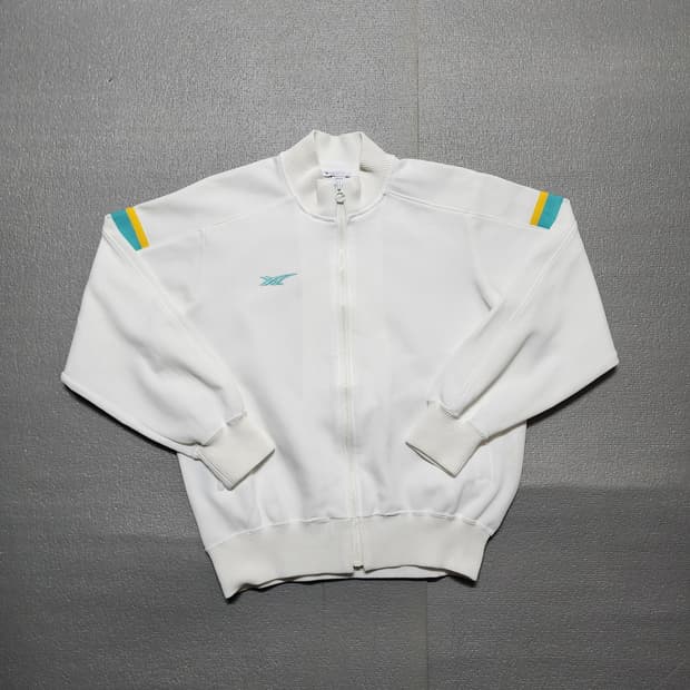 80's 90's 아식스 올드스쿨 화이트 져지 트랙탑