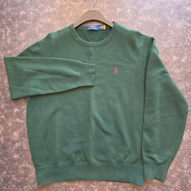 폴로 랄프로렌 신형 그린 레드포니 기모 맨투맨 M