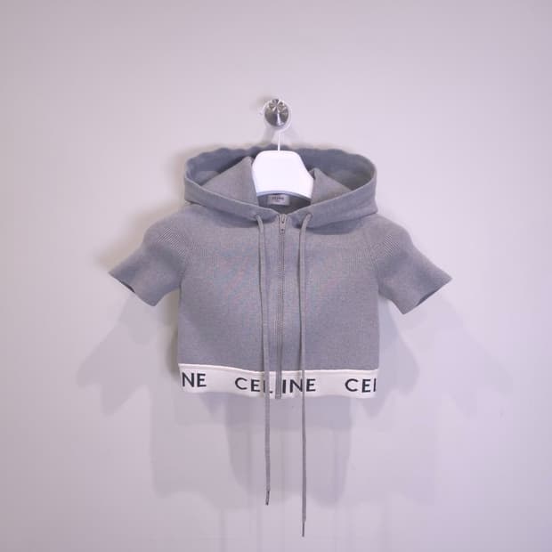 [중고/정품] 셀린느 크롭 탑 후드 집업 M