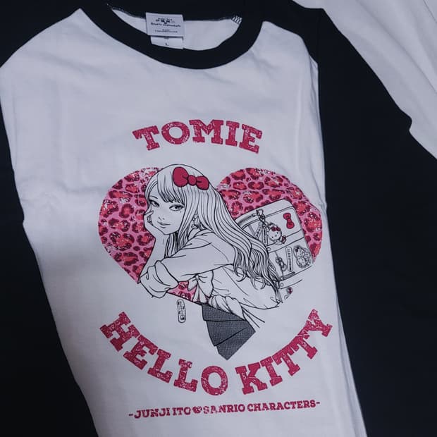 이토준지 산리오 팝업 콜라보 헬로키티 토미에 나그랑 티셔츠 키티 갸루