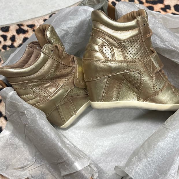 ASH 보위 웨지힐 하이탑스니커즈 메탈릭골드
