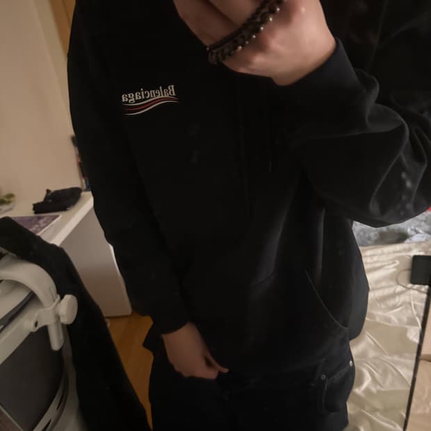 발렌시아가 웨이브로고 후드티