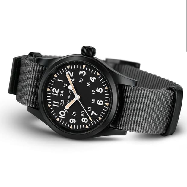 해밀턴 카키필드 메카니컬 올블랙