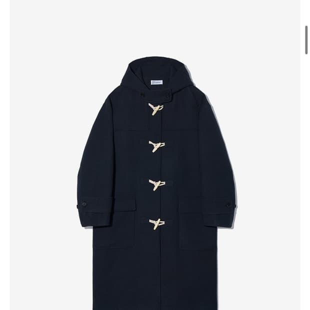 오버사이즈 멜톤 더플 롱 코트 네이비