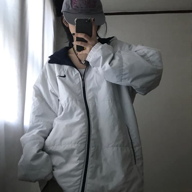 나이키 00s 네이비 화이트 리버시블 패딩