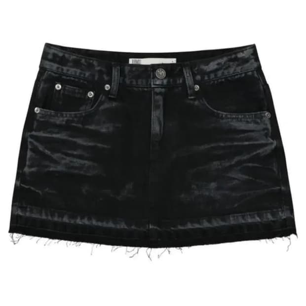 (새거) 보헤미안서울 화이트 코티드 엠보 데님 미니스커트 보헴서 L