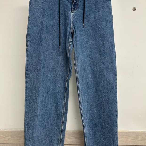 비에스래빗 블루 데님 끈 조거팬 XL