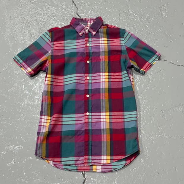 올드네이비(Old Navy) 빈티지 마드라스 체크 반팔 포켓 셔츠