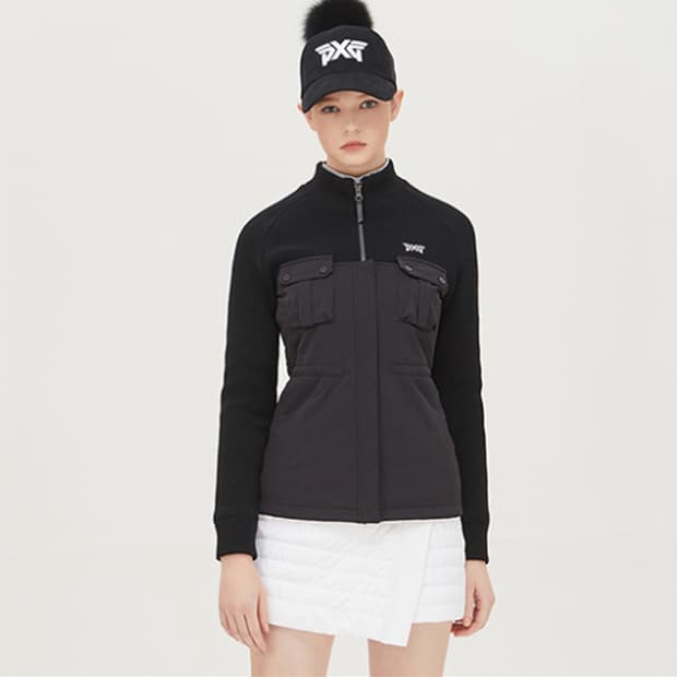 매장판 PXG 골프 방풍 패딩 자켓 니트 배색 여성 L 편한스윙 사랑봉봉